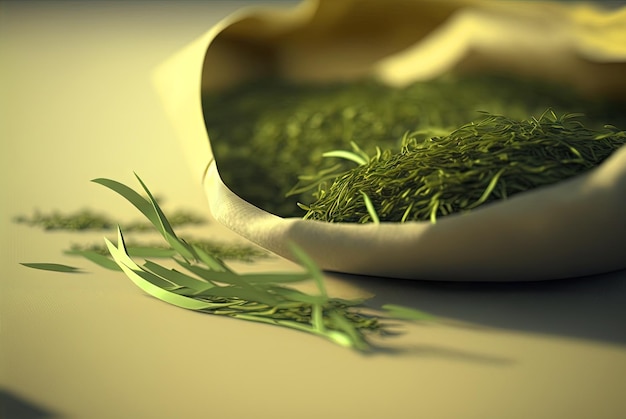 Seaweed on the table Dried superfood grass close up Generated AI