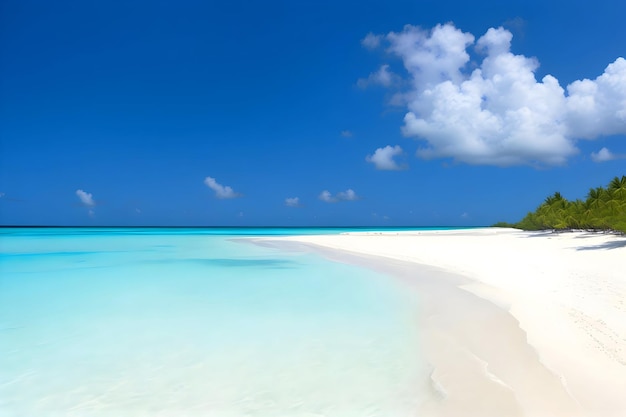 A secluded beach with crystalclear turquoise waters and pristine white sand Generated by Ai