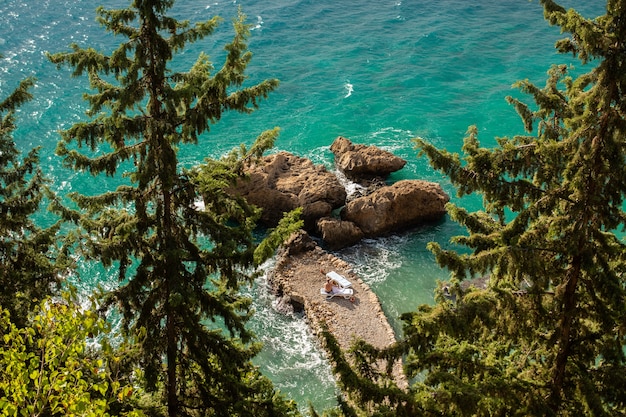 secluded beautiful beach top view