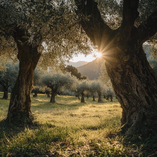 Photo secluded olive groves under the warm italian sun