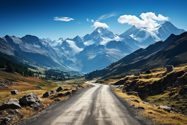 Secluded Pathways Straight Asphalt Road and Green Landscape