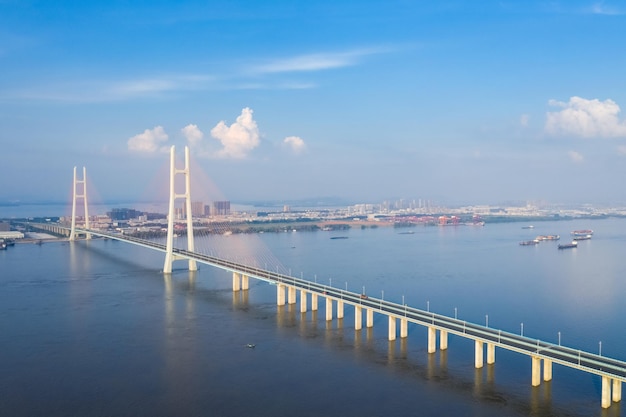 The second jiujiang bridge cablestayed bridge on beautiful yangtze river China