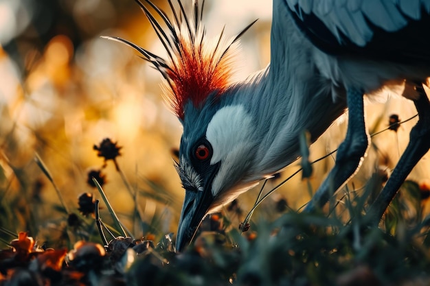 Photo the secretary bird eating low angle view