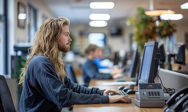 Secretary Working on Modern Computer