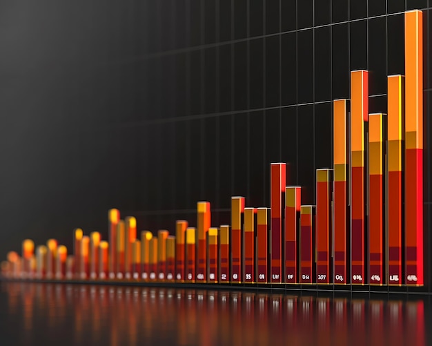 Sector performance bar graph for the stock market with height and color variations indicating growth and decline along with sector names for clarity