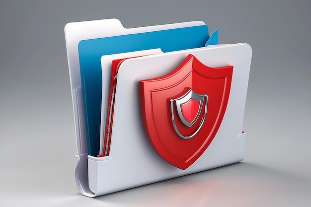 Photo secure zip folder with a red shield on it