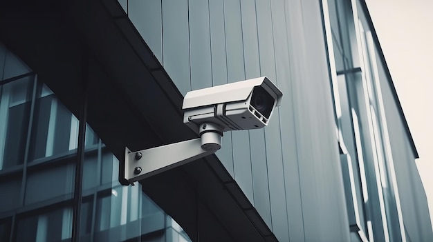 Security camera on advanced building Able understanding cameras Creative resource AI Generated