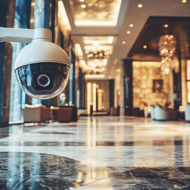 Security Camera in Luxurious Hotel Lobby