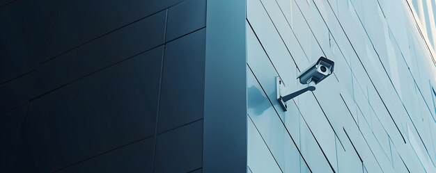 Photo security camera mounted on a modern building facade