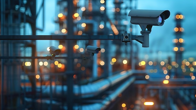 Security Camera on a Rooftop at Night Illustration