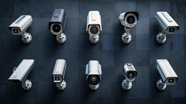 Photo security camera on a wall