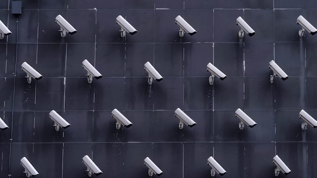 Photo security cameras mounted on a wall providing a sense of safety and surveillance