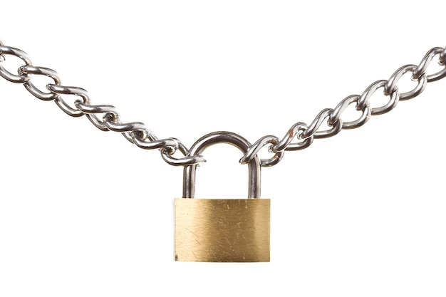 Security concept padlock on chain isolated