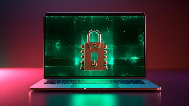 security concept with padlock on laptop screen