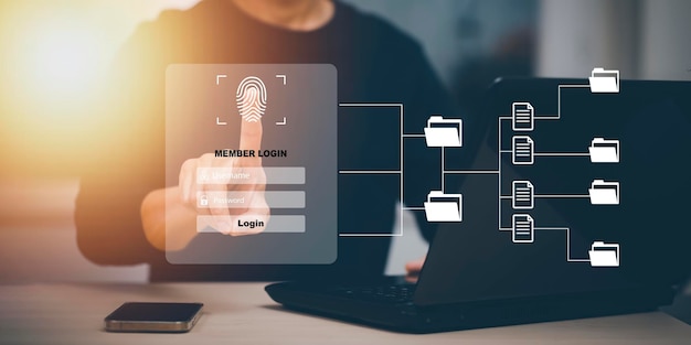 Security password login online concept Hands typing and entering username and password of social media log in with smartphone to an online bank account data protection from hacker