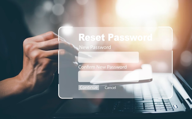 Security and reset password login online concept Hands typing and entering username and password of social media log in with smartphone to an online bank account data protection from hacker