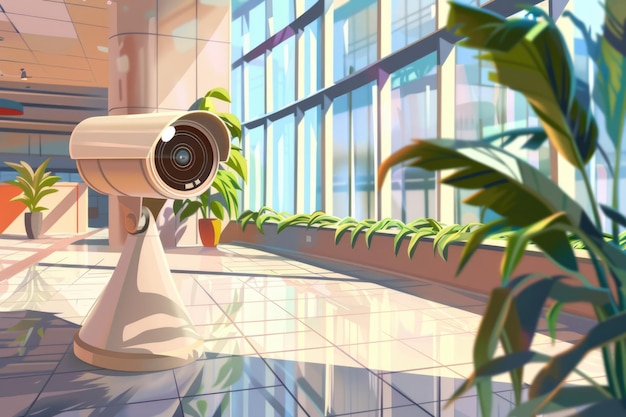 Security surveillance cameras in office building