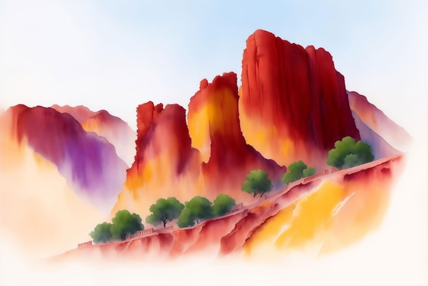 Sedona arizona view photo prepared in watercolor style