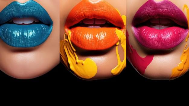 Seductive and colorful lipstick colors Lip care and coloring Lipstick sexiness Generative AI