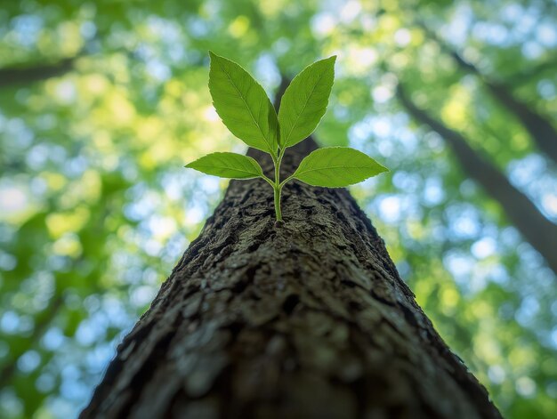 Photo seed sprouting into a tall tree symbolizing growth