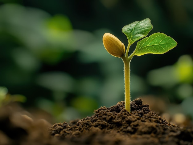 Photo seed sprouting into a tall tree symbolizing growth