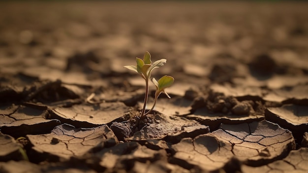 Seedling Growing Trough Dry Soil Cracks Save The Planet Poster Concept