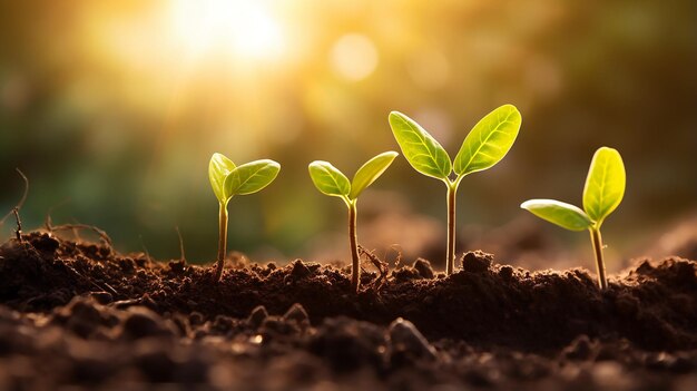 Seedlings Growing in Rich Soil