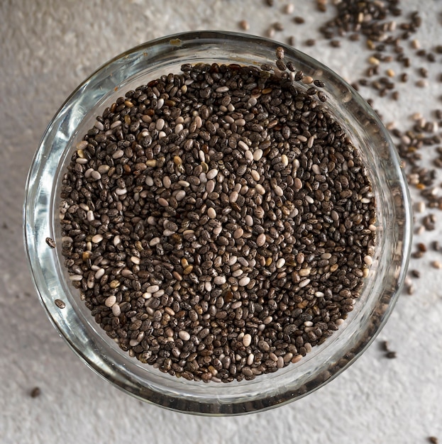 Seeds of chia closeup. Source of omega 3.