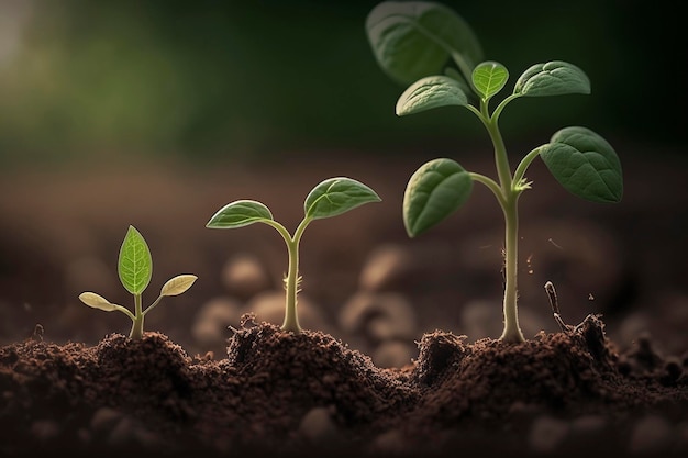 Seeds growing from the ground created with generative AI