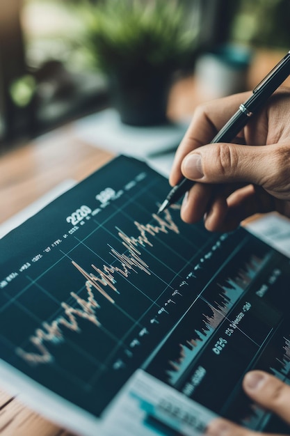 Photo seeking profitable insights an investors journey through market analysis and financial graphs