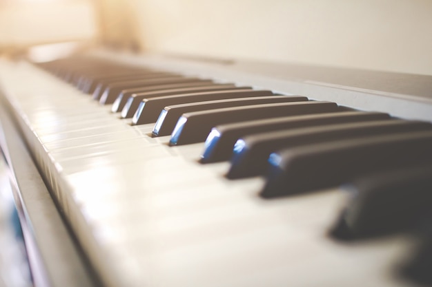 Select focus and soft focus,Close up of keyboard piano, musical concept