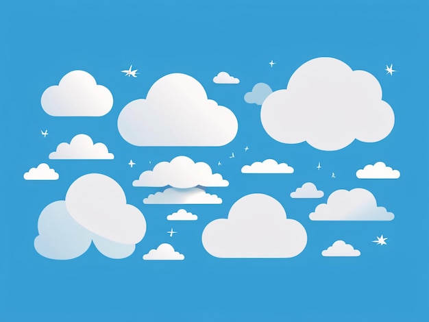 Photo selection of decorative clouds in flat design