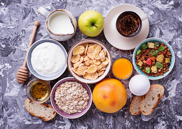 Selection of different healthy breakfast. 