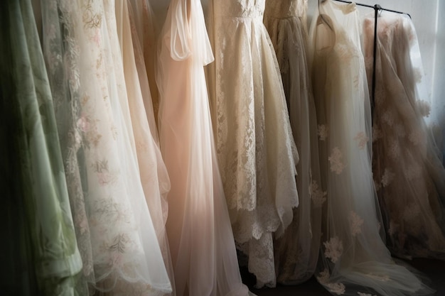 A selection of dresses on a rack