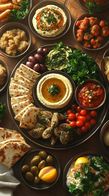 a selection of food including tortillas salsa and tortillas