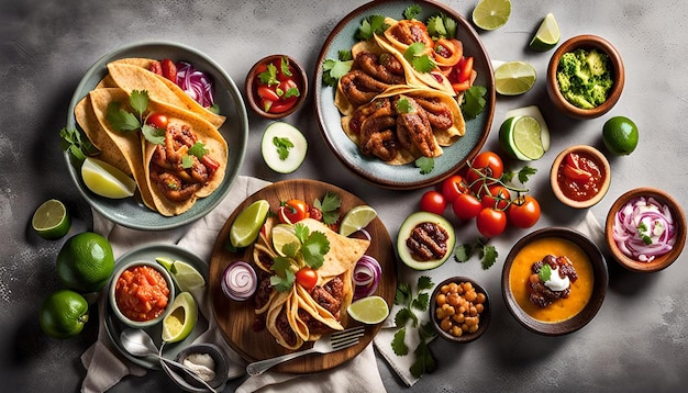 Selection of fresh mexican food ready to be served