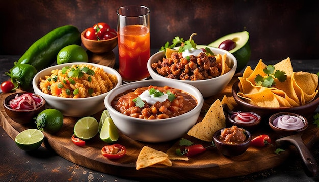 Selection of fresh mexican food ready to be served