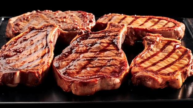 A selection of grilled gourmet meats on a rustic timber board