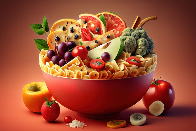 Selection of healthy food on rustic wooden background Generative Ai