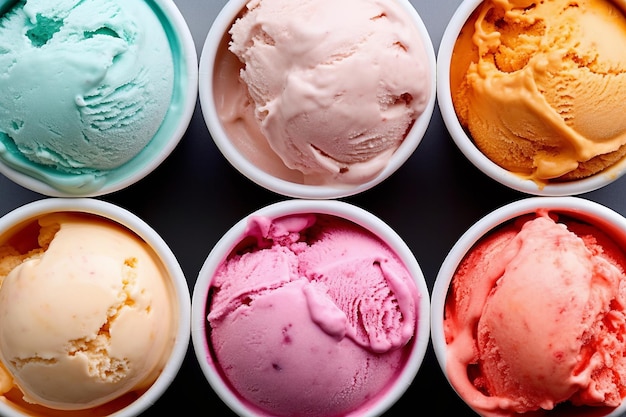 A selection of ice creams from the ice cream parlor.