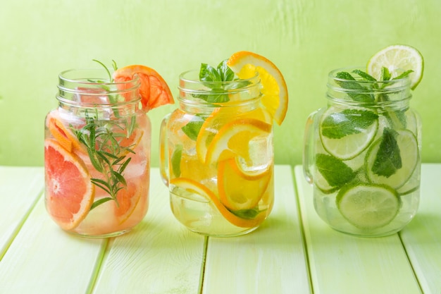 Selection of infused water for detox