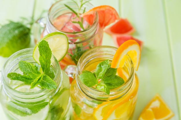 Selection of infused water for detox