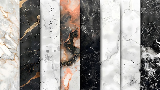 Photo a selection of marble textures with gold veins perfect for highend designs