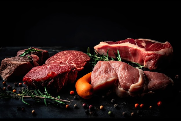 A selection of meats on a table