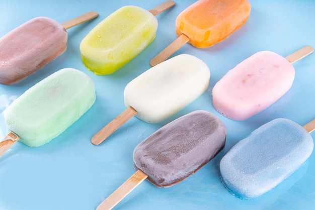 Selection of multicolored popsicles