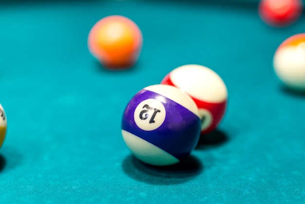 Selective focus on billiard ball number twelve