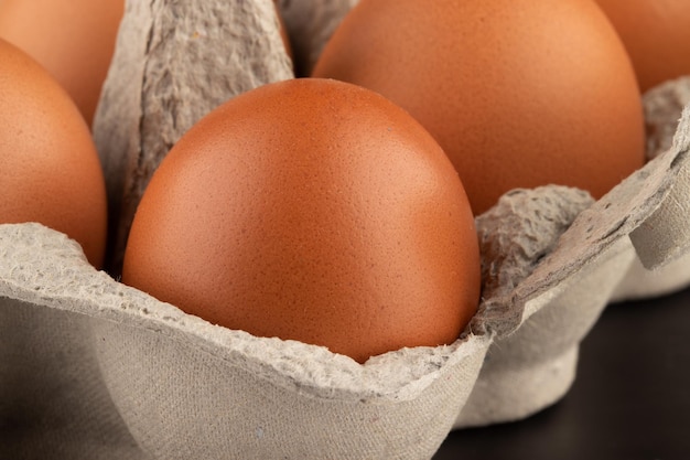 Selective focus on brown egg