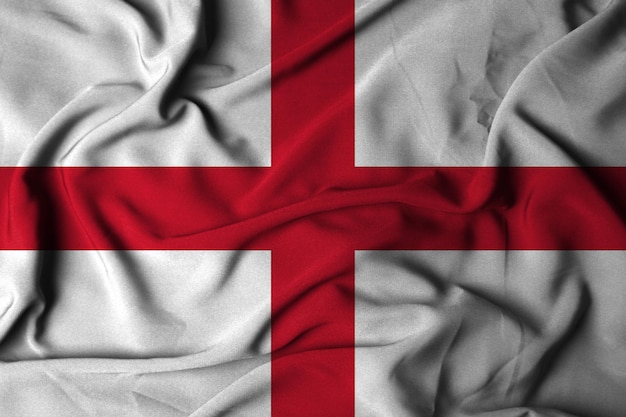 selective focus, England flag waving on silk. 3D illustration