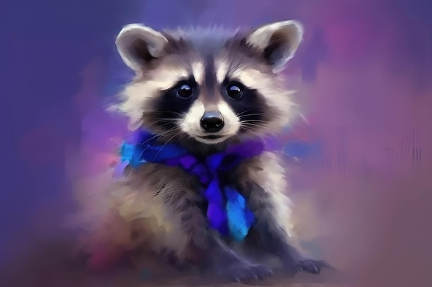 Selective focus generated beautiful portrait of a cute raccoon Generative AI