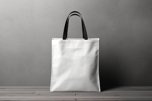 Selective focus Set of white paper bags for shopping on yellow background